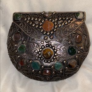 vintage silver stone purse